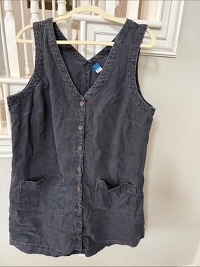 Old Navy charcoal denim Button-Front Sleeveless dress with Pockets